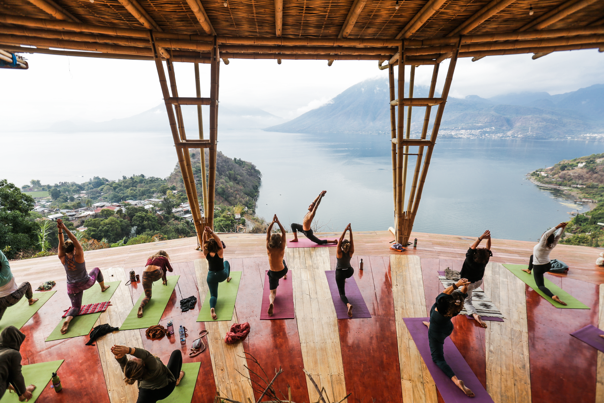 A yoga class being taught just after sunrise at Eagle’s Nest in San Marcos La Laguna, Guatemala. Eagle’s Nest is a beautiful co-creating space that hosts yoga retreats, ecstatic dances and other workshops focused on mind body and empowerment.