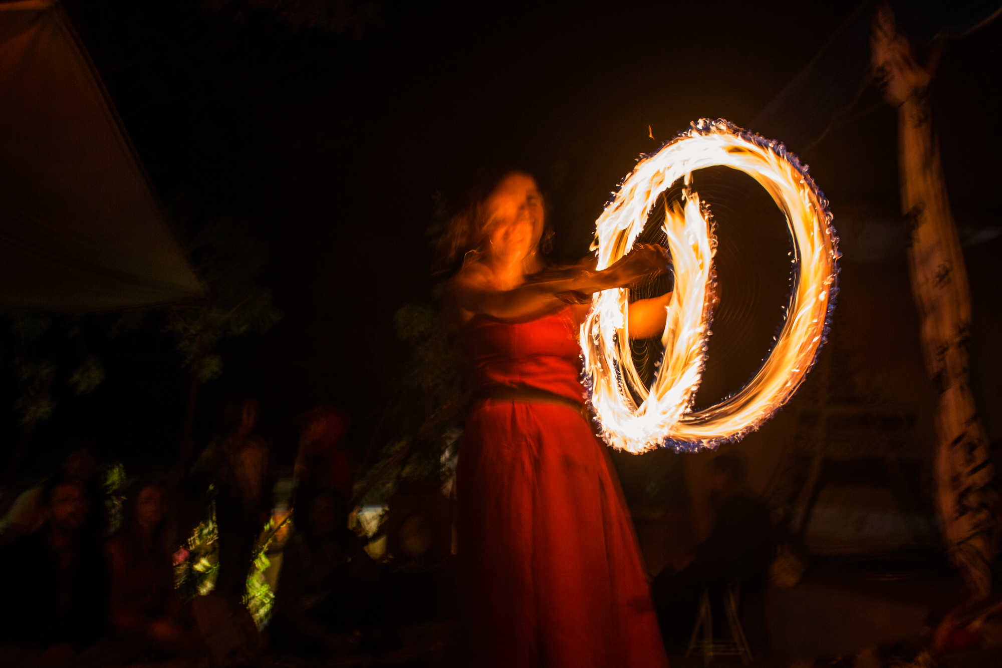 Fire spinning at the Harvest Festival in San Marcos, La Laguna, Guatemala.
