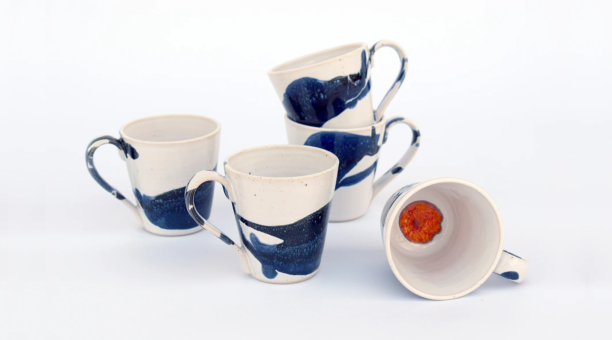 Blue and Black Splash with Orange Dot