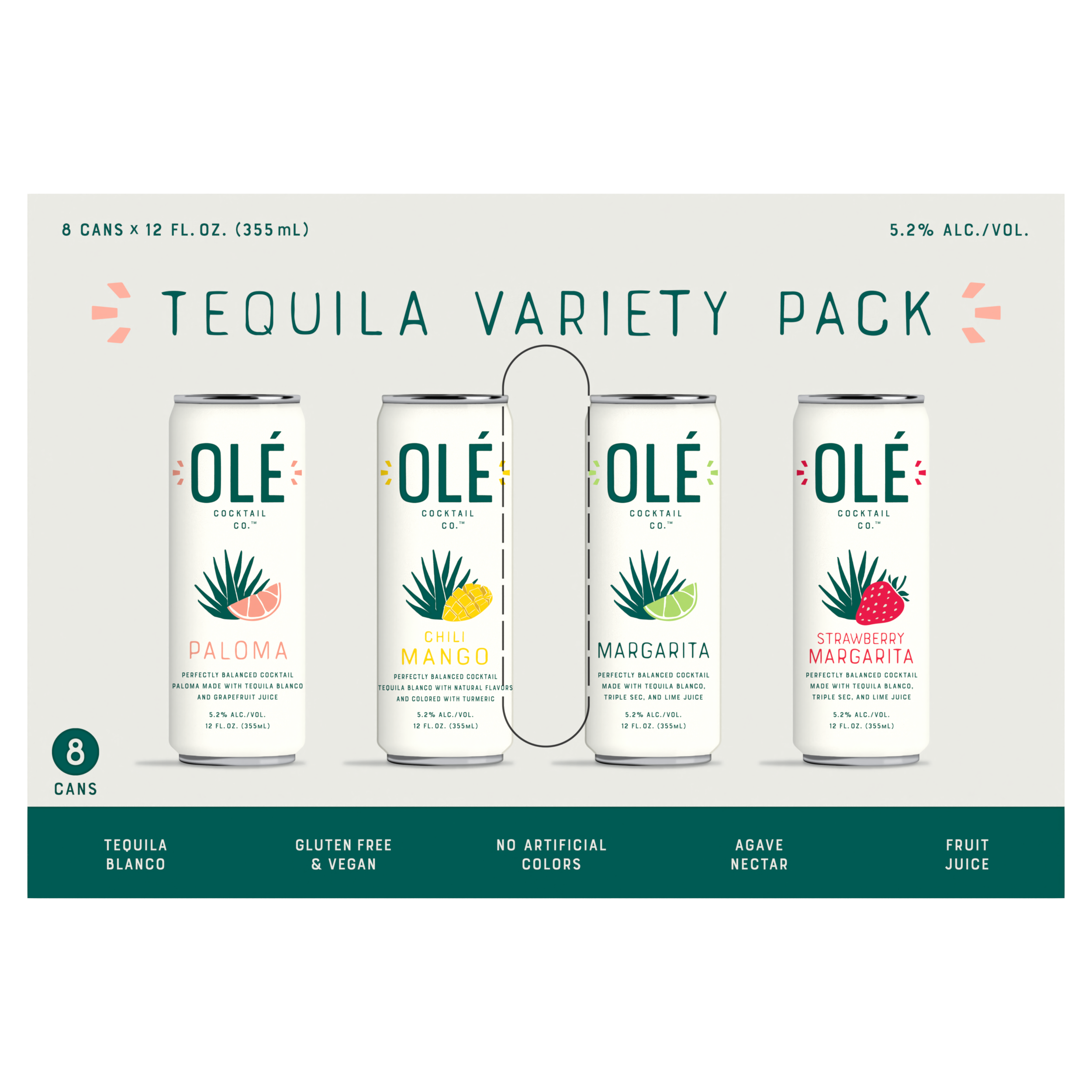  ABV = 4% | Calories = 90 | Carbs = 2  Contains 3 - 12oz cans of each of the following flavors:  - Strawberry Lemon &amp; Basil  - Blackberry Sage  - Cherry Blossom &amp; Lime  - Blueberry Lemon &amp; Lavender 