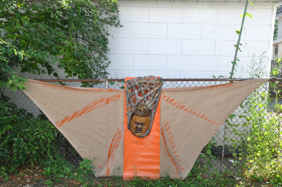 Art in Daniel Swanigan Snow's backyard, Brooklyn, 2015