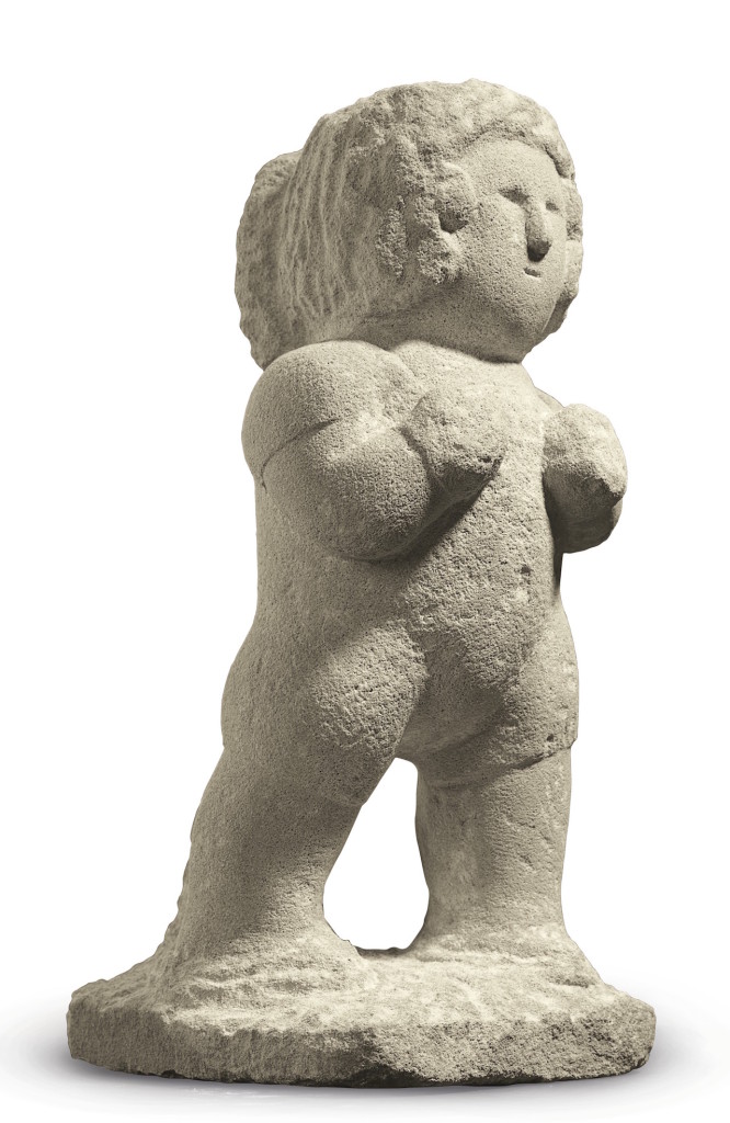 William Edmondson, “Boxer” (circa 1936), carved limestone, 17 x 7.25 x 9.25 inches. A highlight of Christie’s January 22 sale in New York of outsider art, this piece’s price estimate is in the $150,000-to-$250,000 range. (photo courtesy of Christie’s) (click to enlarge)
