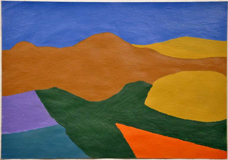 John Bates, “Untitled (Landscape)” (2009), acrylic on paper, 13.75 x 19.5 inches (photo courtesy of Fleisher/Ollman)