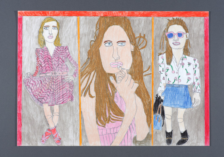 Yasuyuki Ueno, “Summer High Fashion” (2010), pencil and colored pencil on paper, 15 x 21.25 inches (photo courtesy of Yukiko Koide Presents)