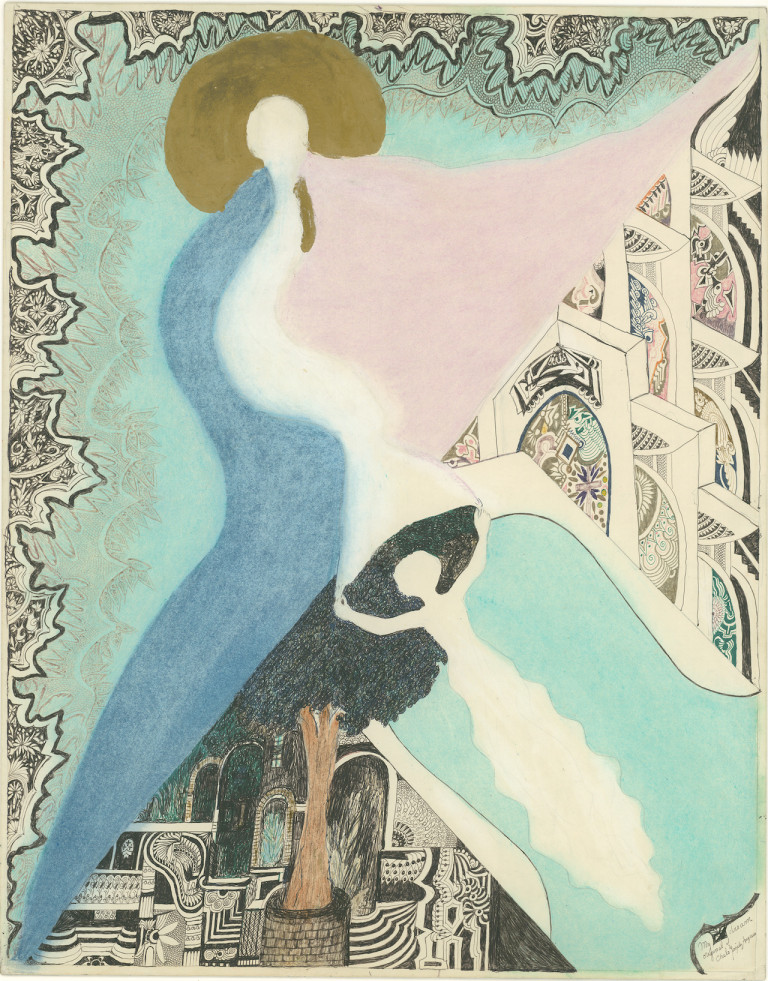 Consuelo (“Chelo”) González Amezcua, “My Dream” (no date), mixed media, India ink and crayon on poster board, 22.5 x 28 inches (photo courtesy of J. Compton Gallery)
