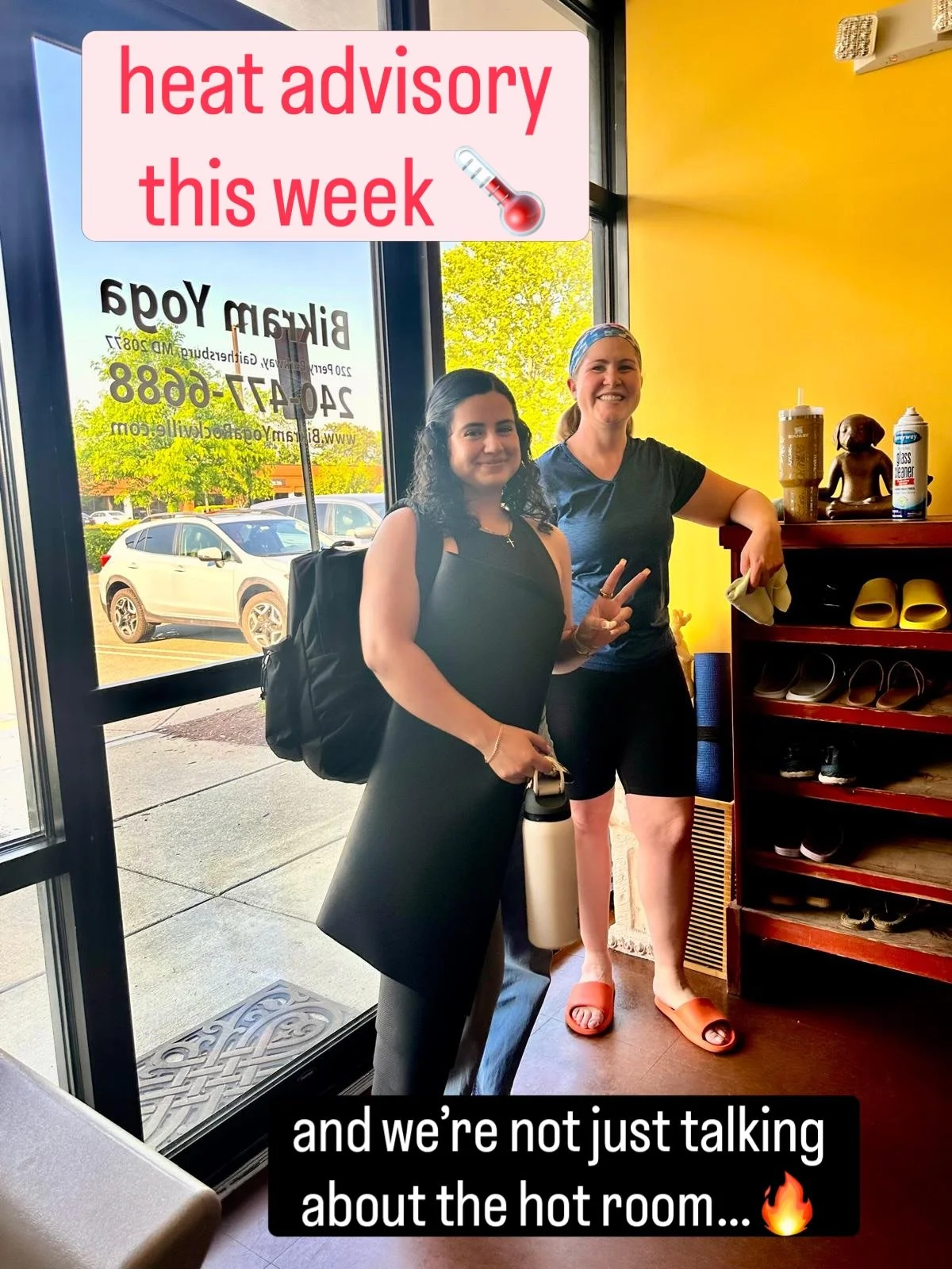 🌡️ Heat Advisory This Week!

With temperatures expected to climb above 100&deg;F, staying hydrated is more important than ever. 💧☀️

Believe it or not, summer can actually be one of the best times to practice hot yoga. As your body naturally adapts