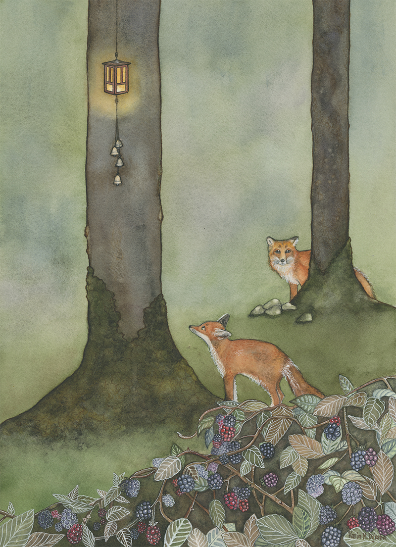 Foxes by Lamplight