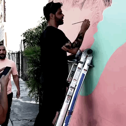 Alexis Diaz doing his thing outside Wood Tavern 