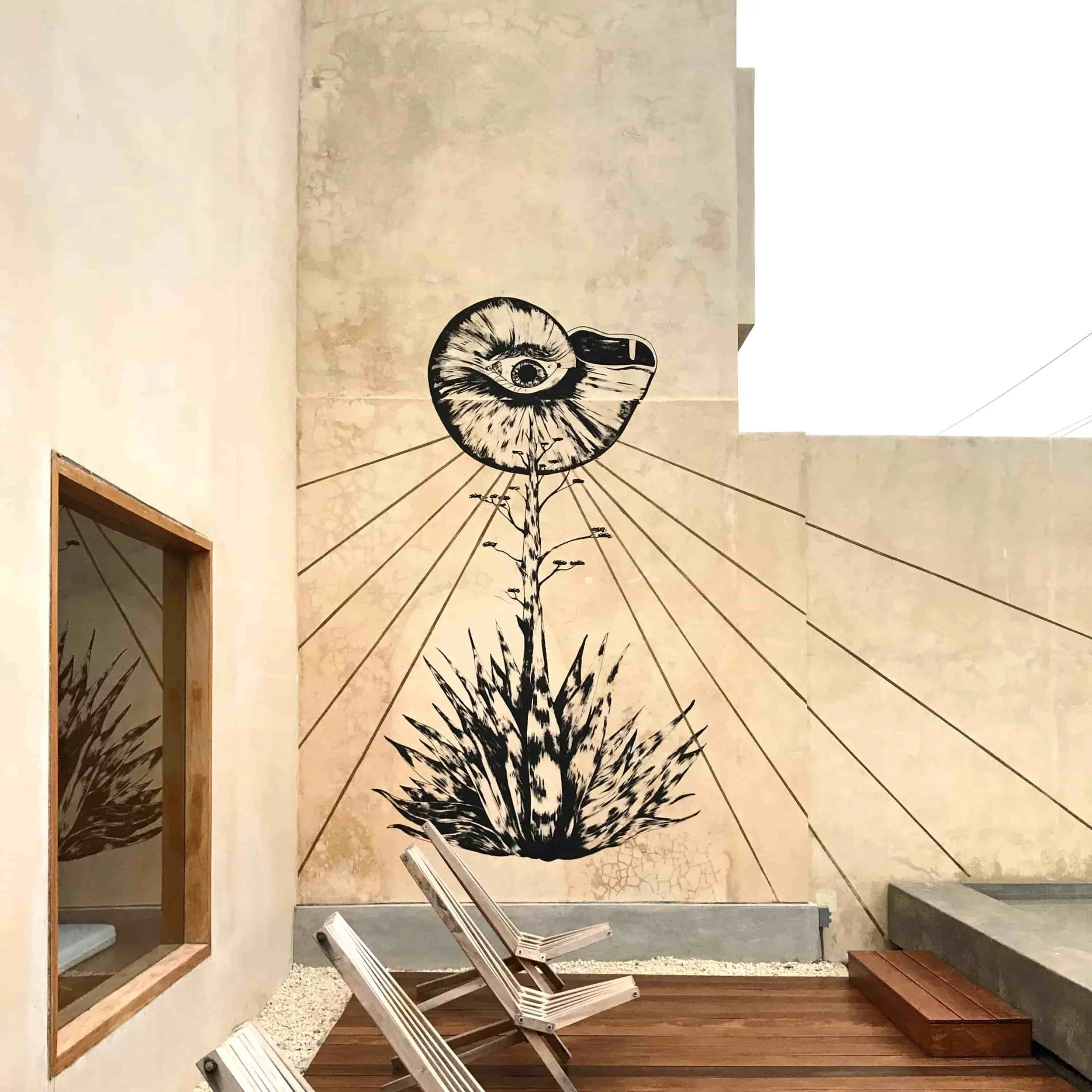 Mural de Rolando Calderon en "Morada Naranja", residencia creativa 