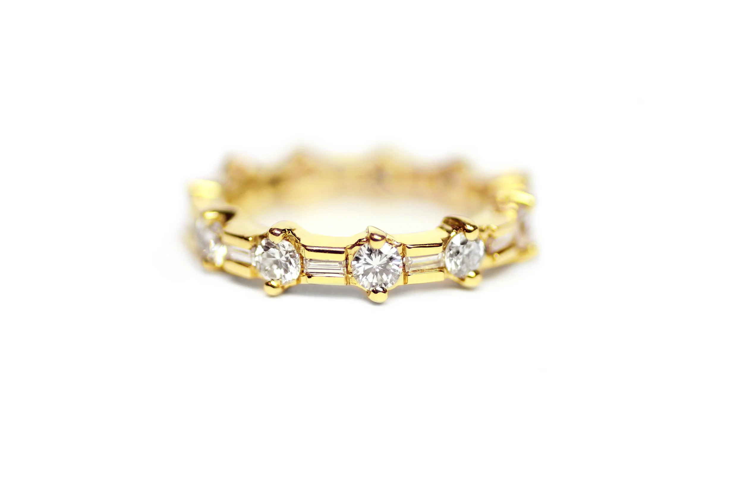 Kayla baguette and round diamond eternity ring