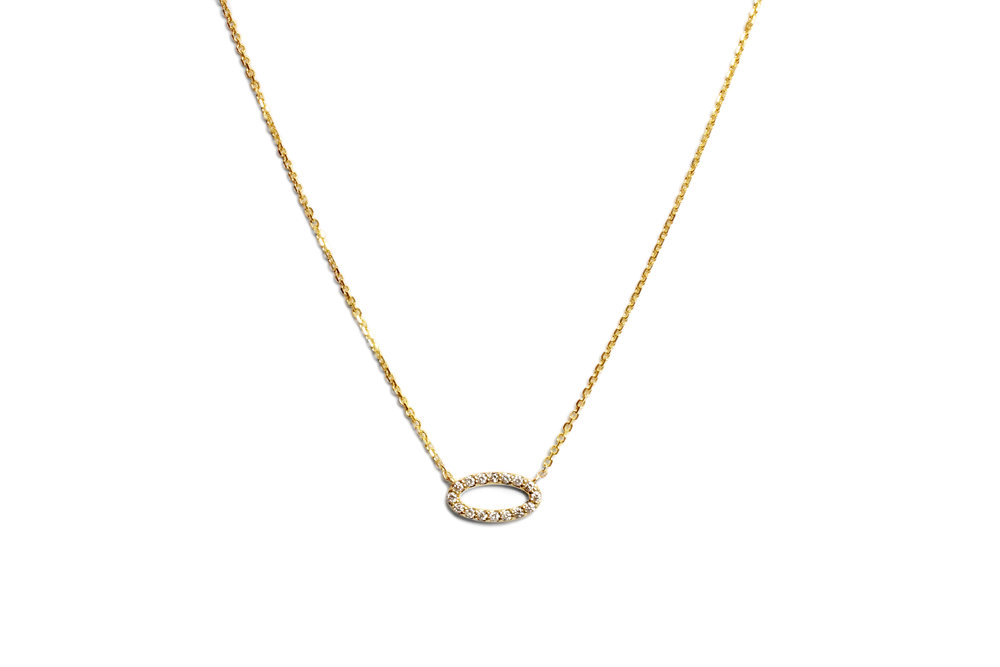 18k yellow gold open heart diamond pendant — J. Sampieri