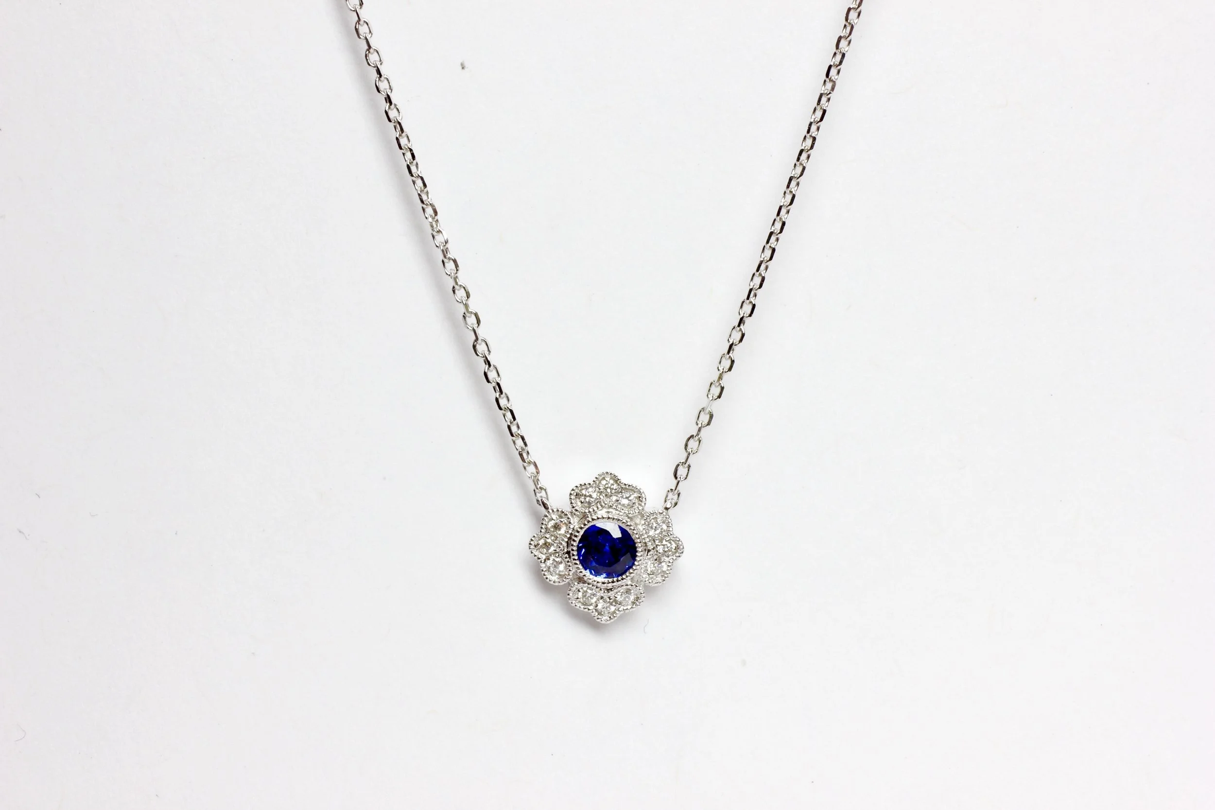 Diamond Sapphire Vintage Pendant