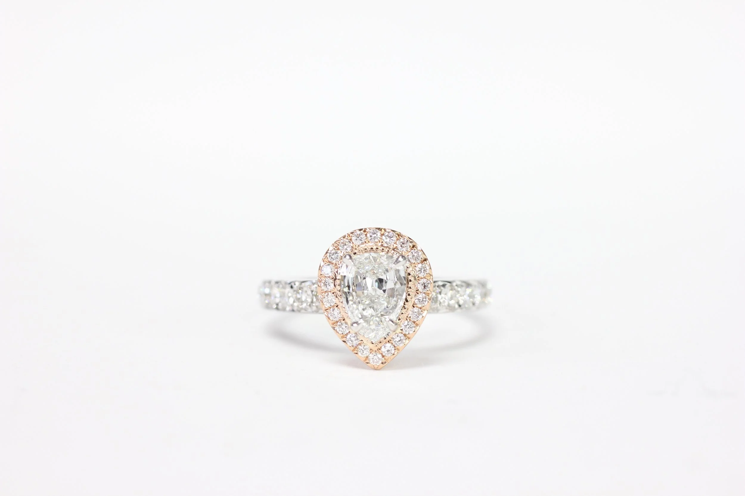 Rose &amp; White Gold Pear Shape Diamond Ring
