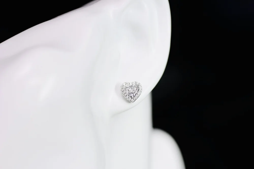 Belle diamond heart cluster halo earrings — Sampieri