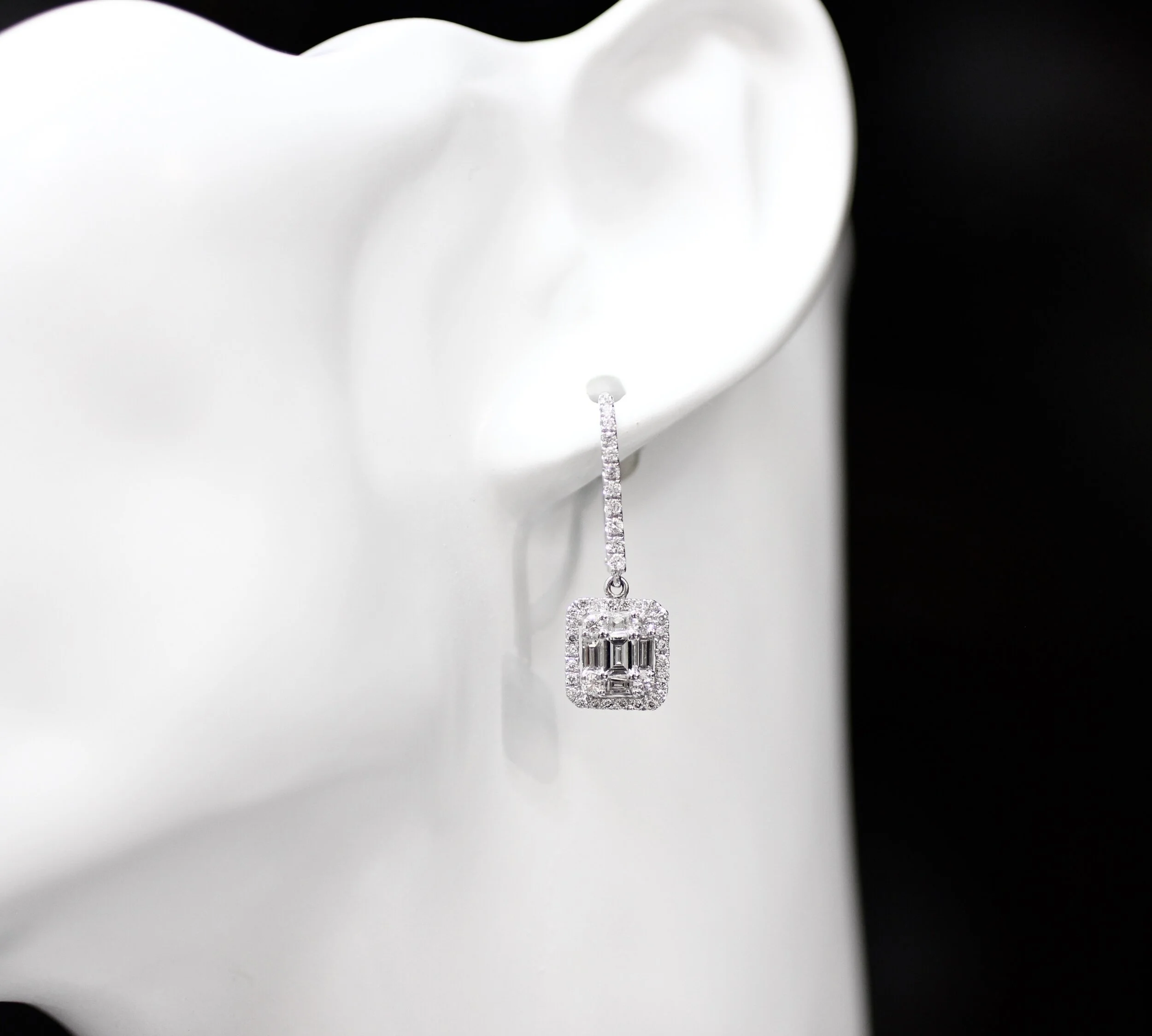 Melissa emerald cut diamond cluster earrings