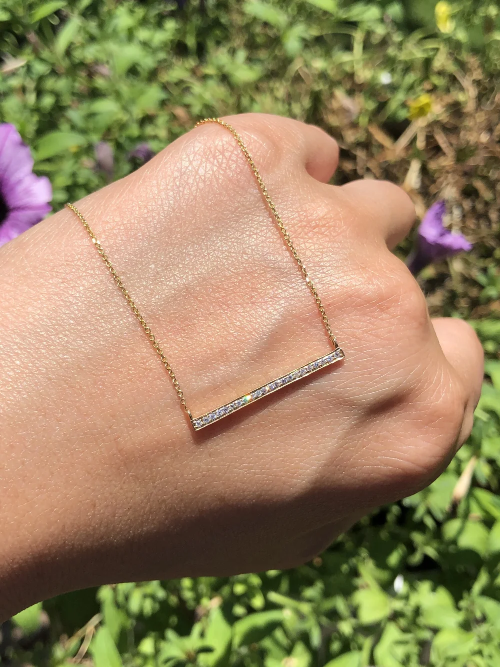 Diamond straight bar pendant — J. Sampieri