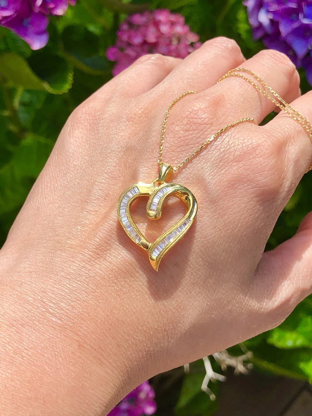 Vintage Diamond Baguette Heart Pendant J Sampieri