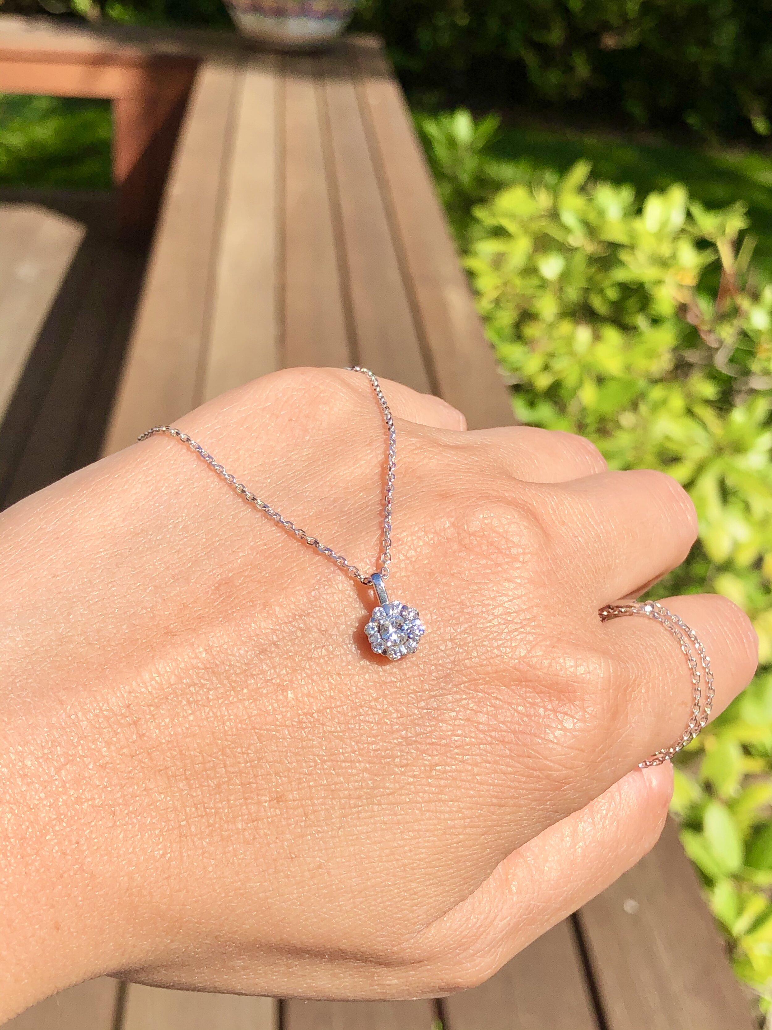 Petite diamond cluster pendant