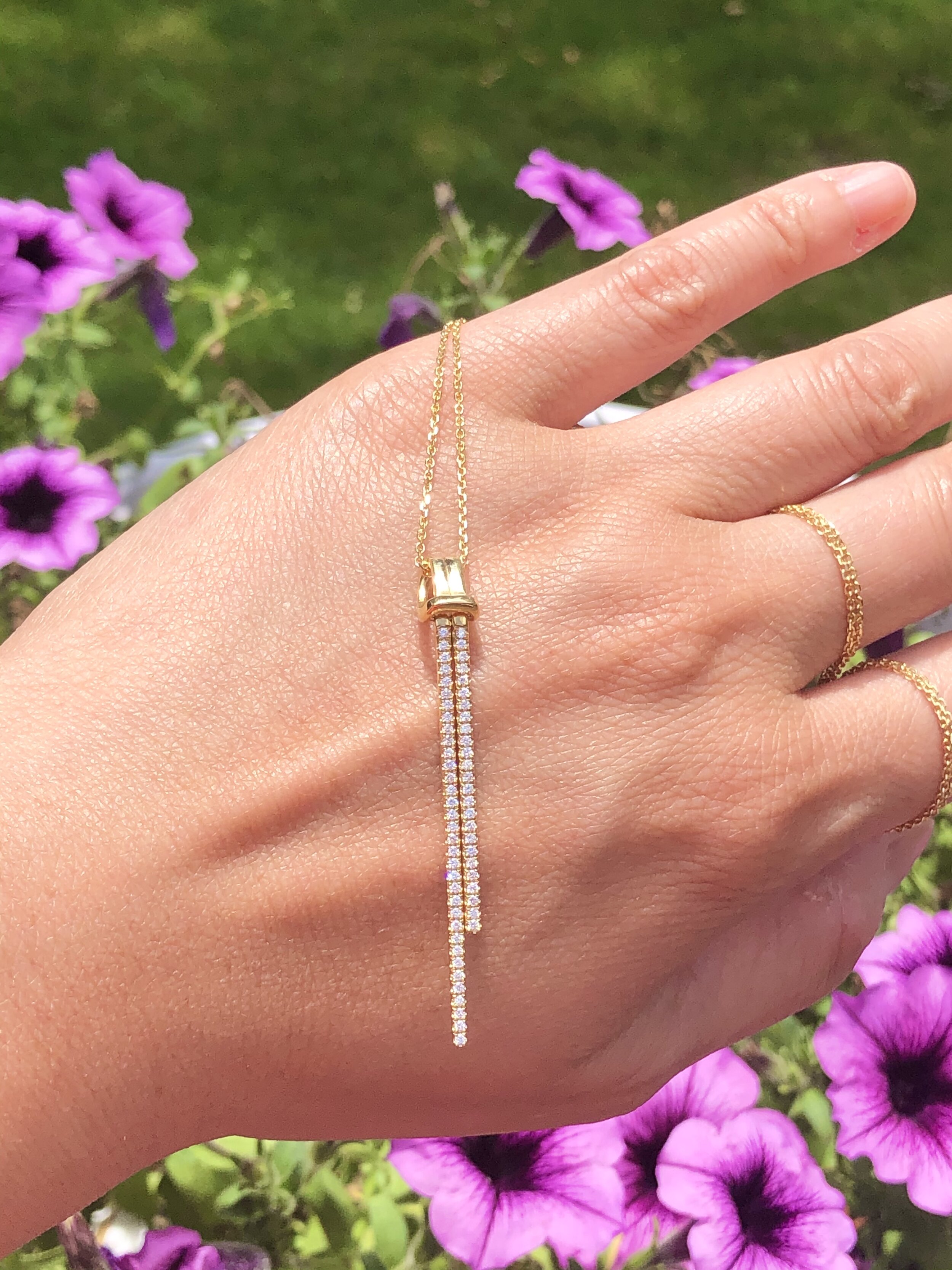 Double Bar Pave Diamond Pendant