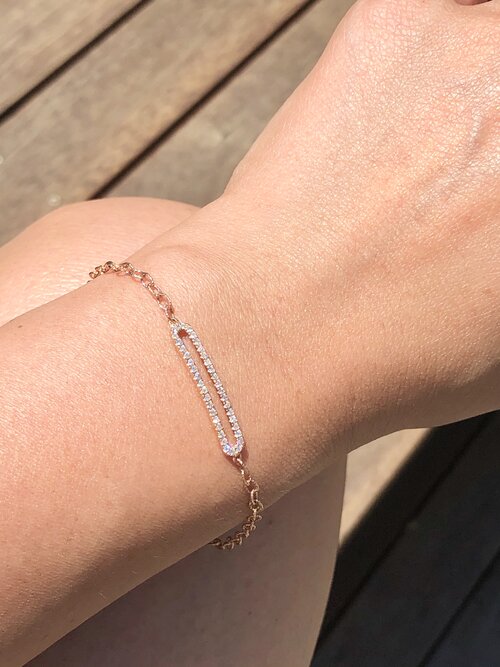 Bezel Milgran Diamond Tennis Bracelet- Pink Gold — J. Sampieri