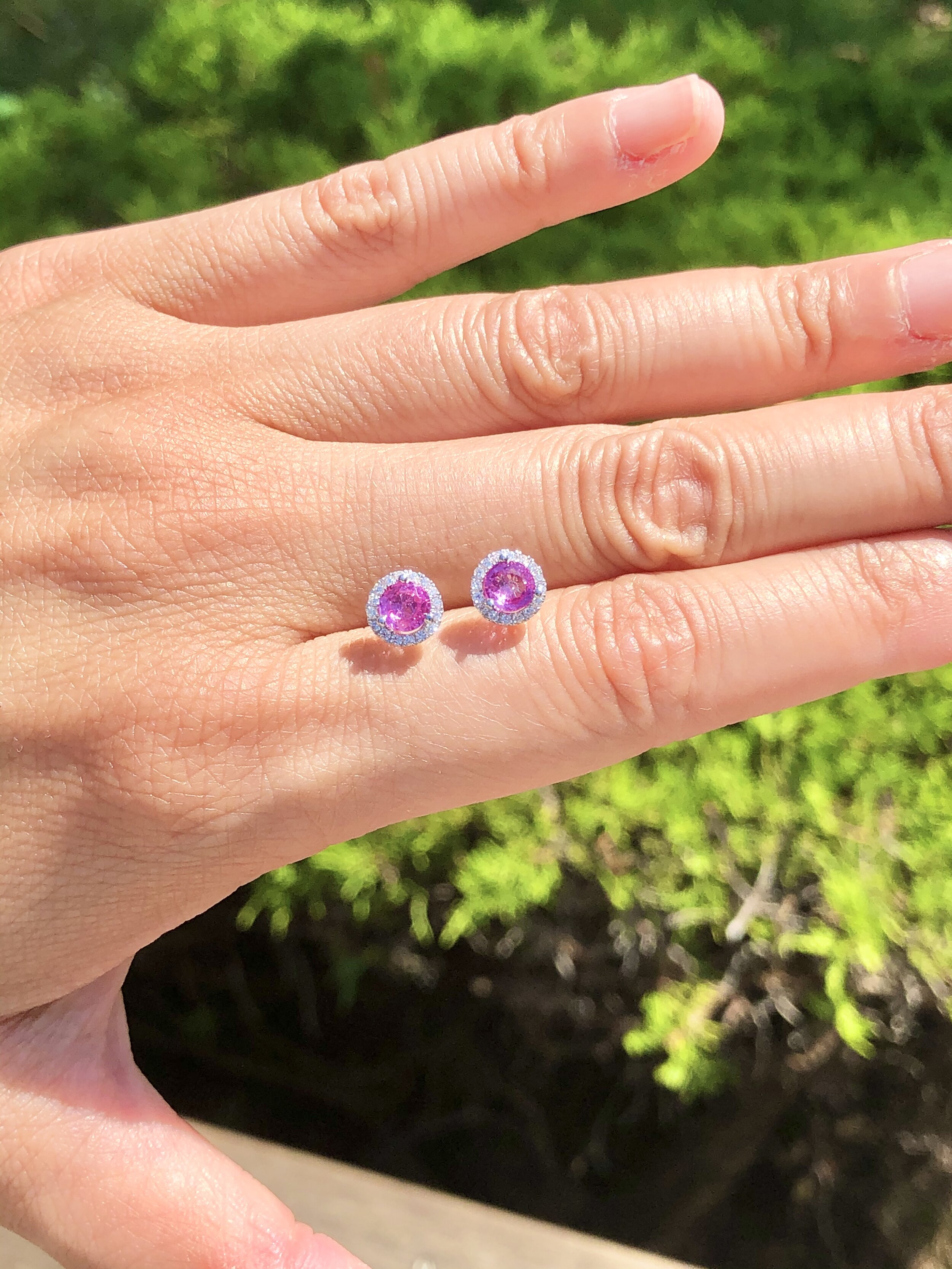 Pink Sapphire Diamond Earring Studs