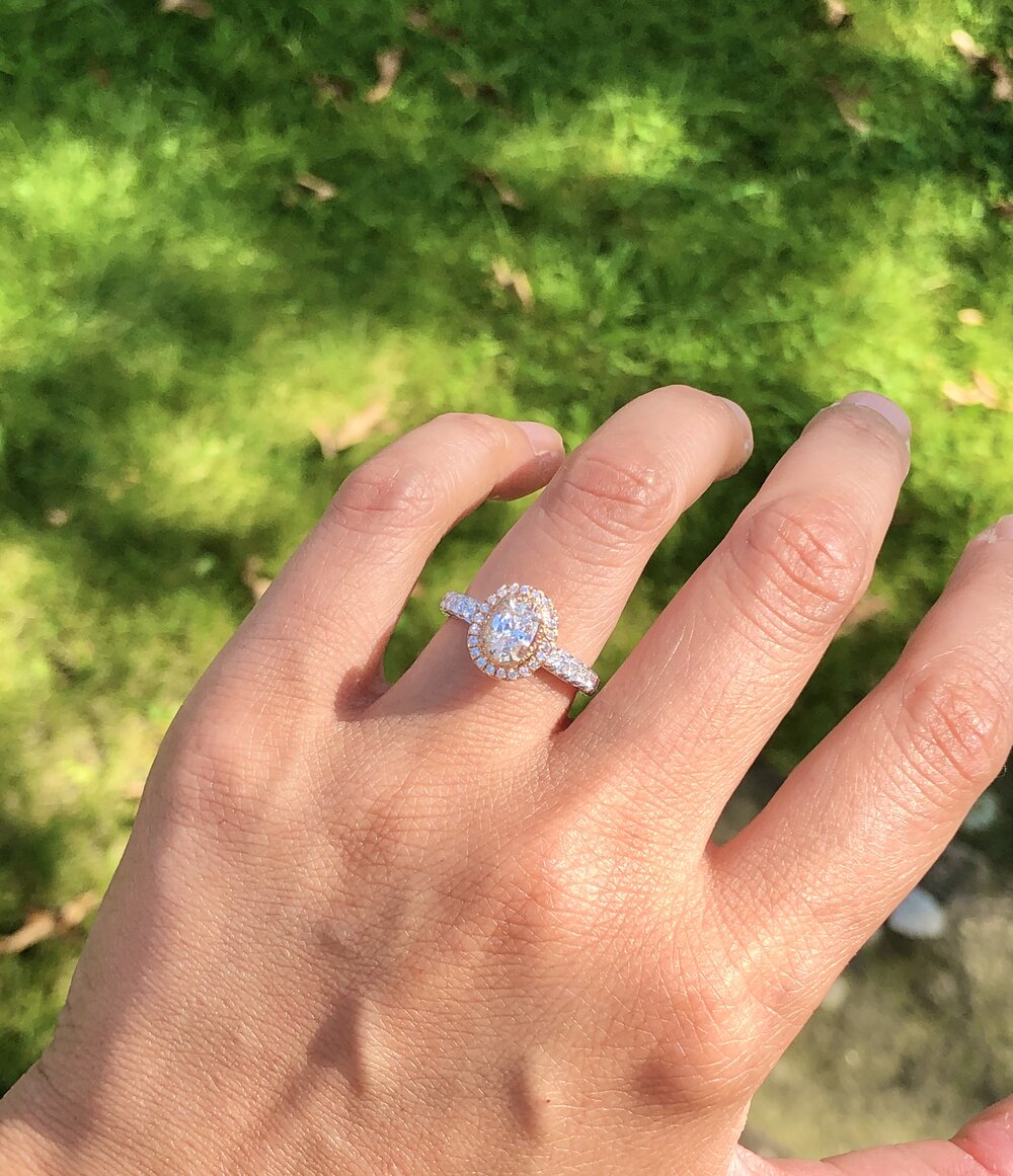 Pear Shape Halo Diamond Engagement ring 2 tone - 1.14ct — J. Sampieri
