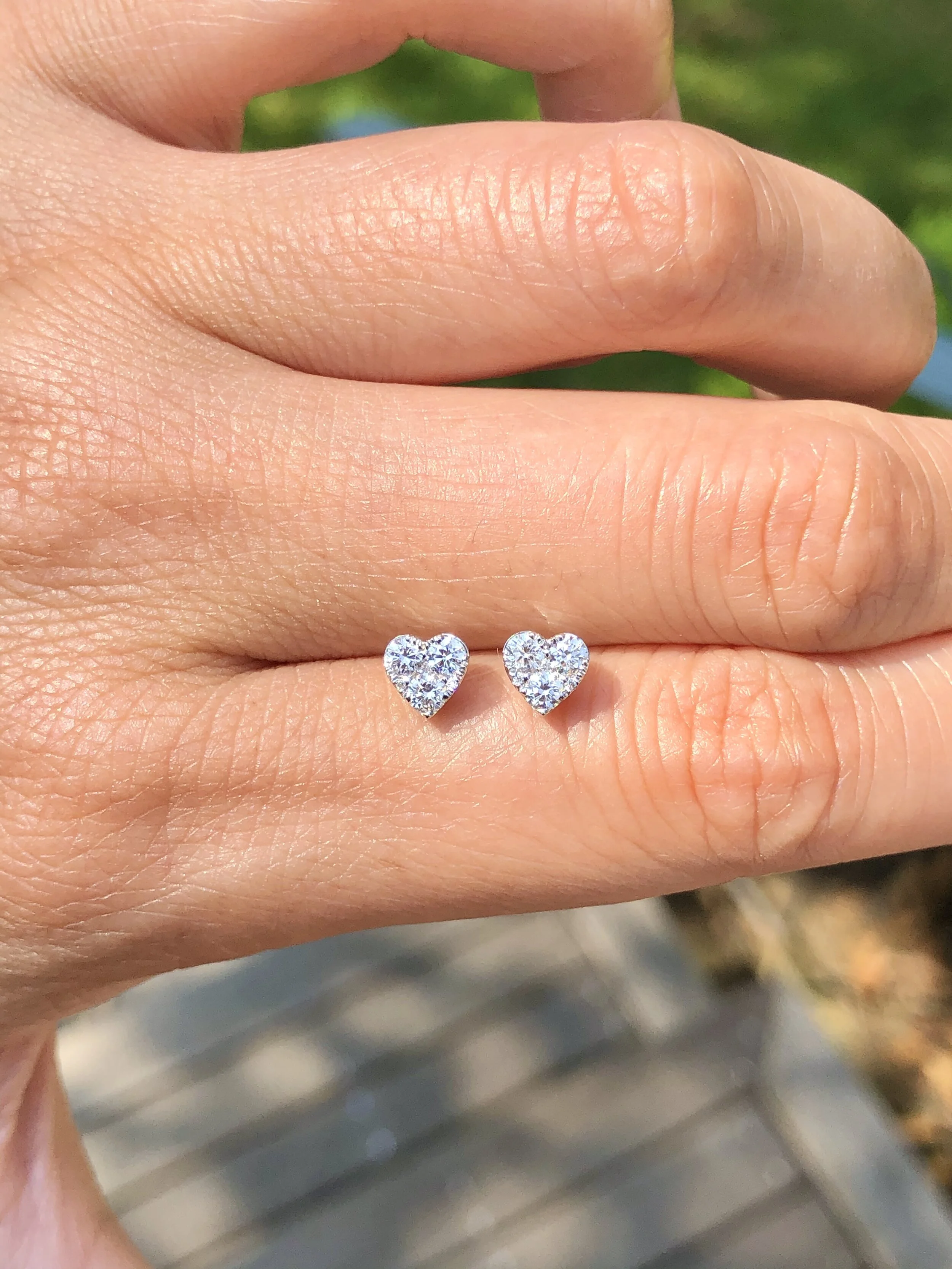 Heart Cluster Floating Diamond Earrings