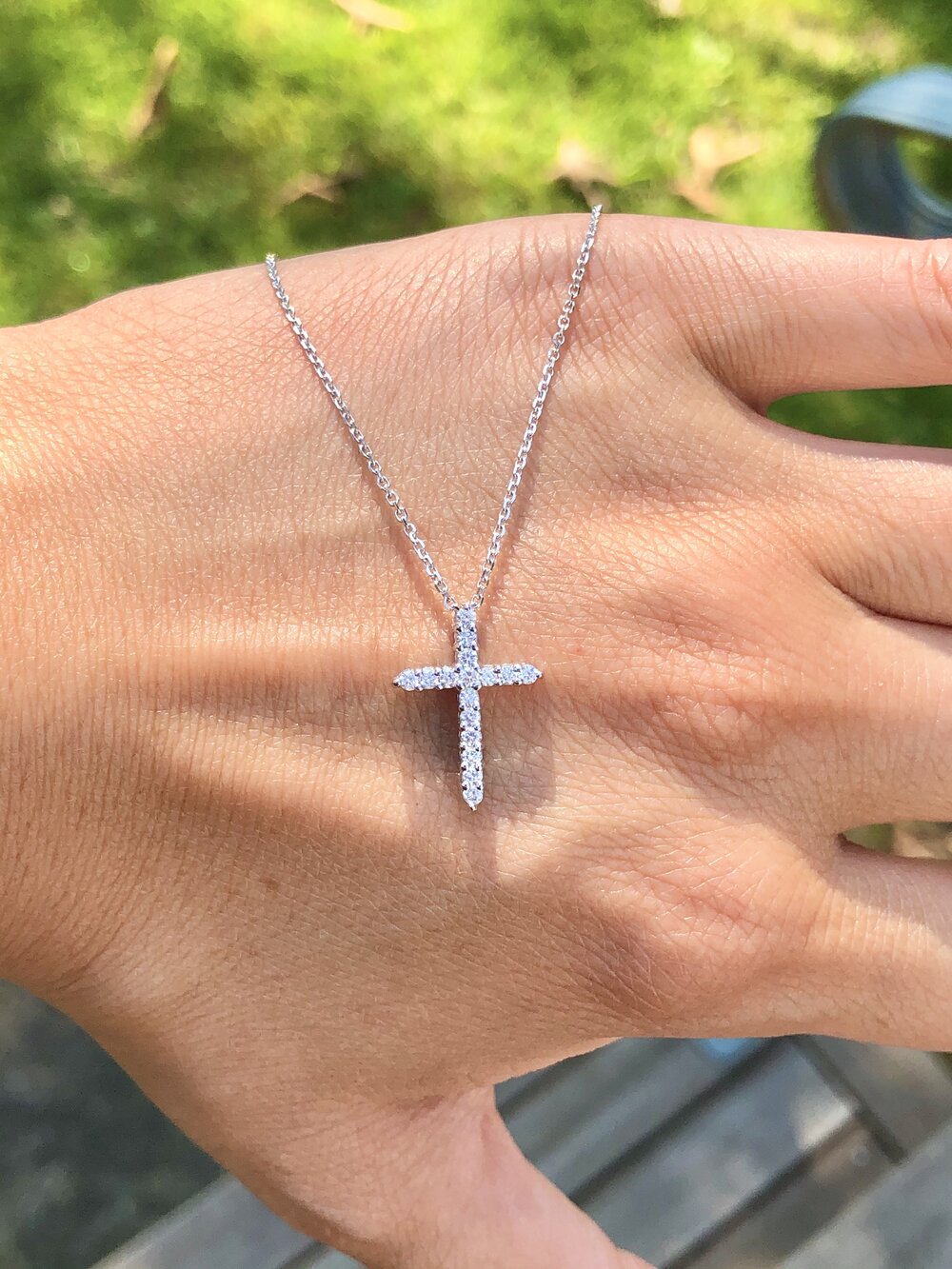 Double Sided Diamond Cross Pendant — J. Sampieri
