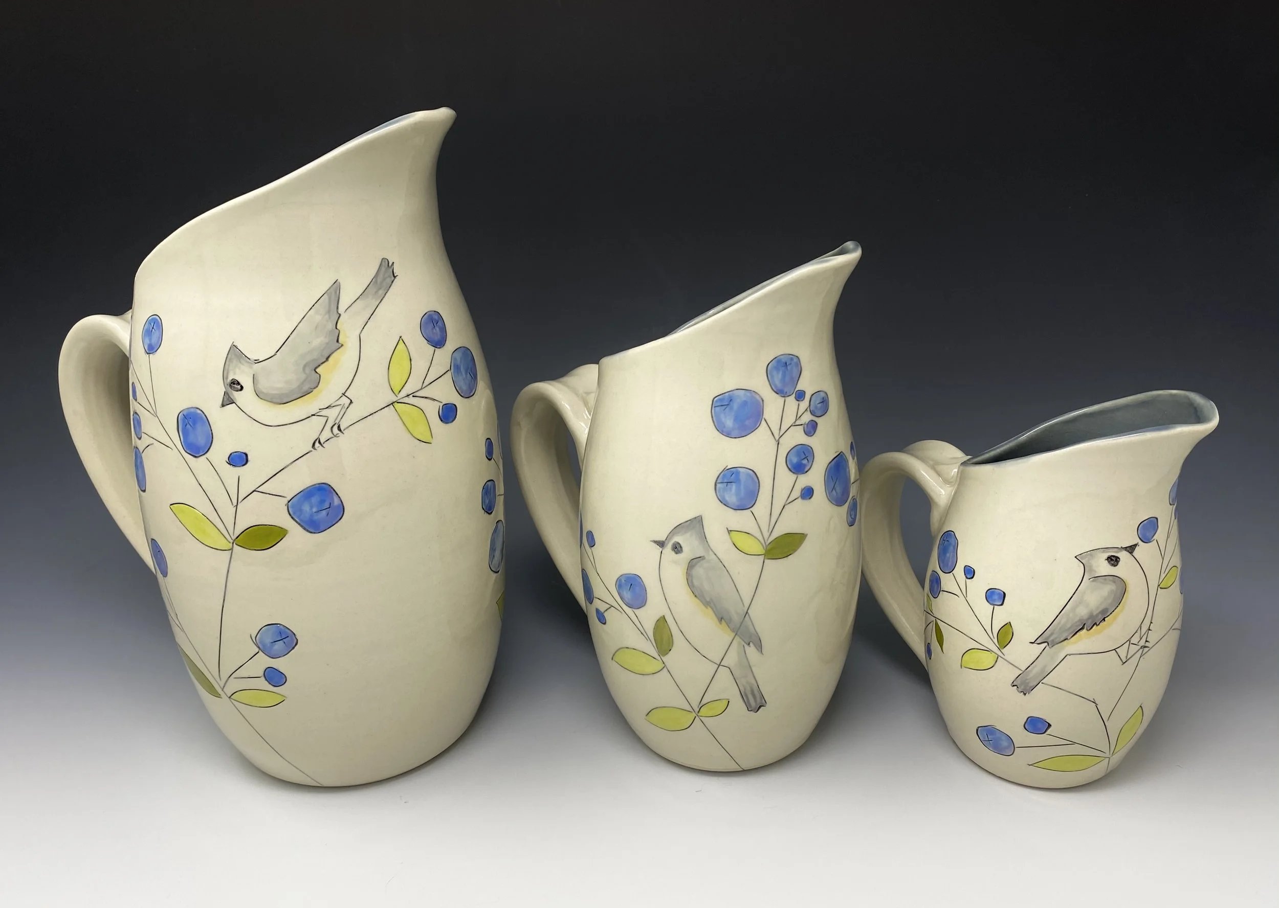 Birds and Blueberries Pitchers