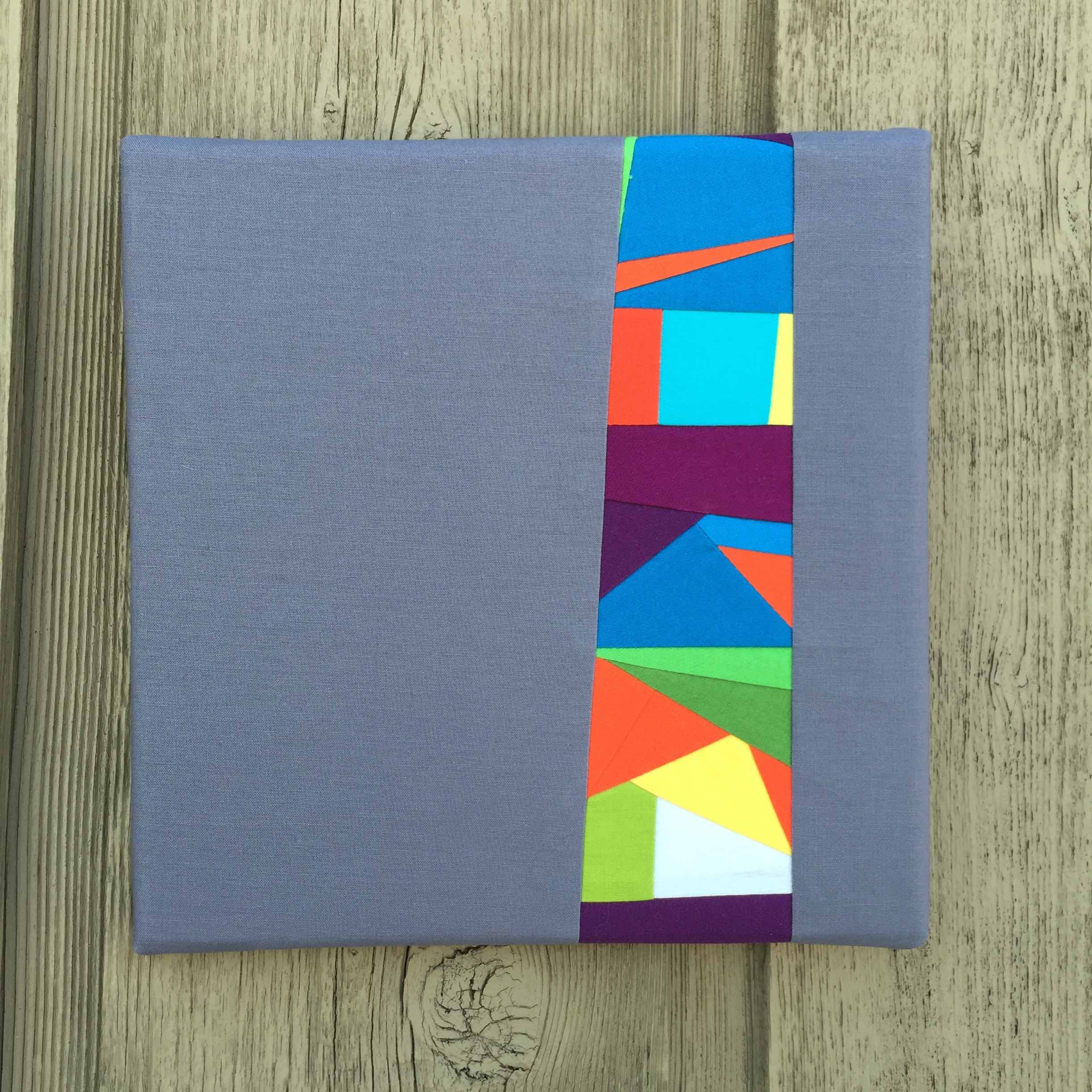 10 Blues Series, 2015. Day 253, Stained Glass. 10 inches by 10 inches. Cotton fabric wrapped around stretched canvas.