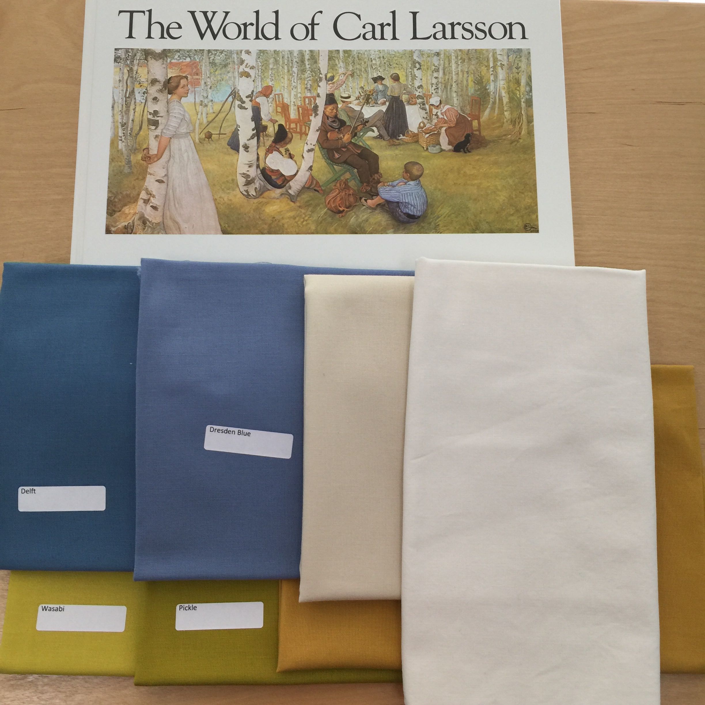 Larsson painting inspiration and fabric I pulled for the Birch Forest series