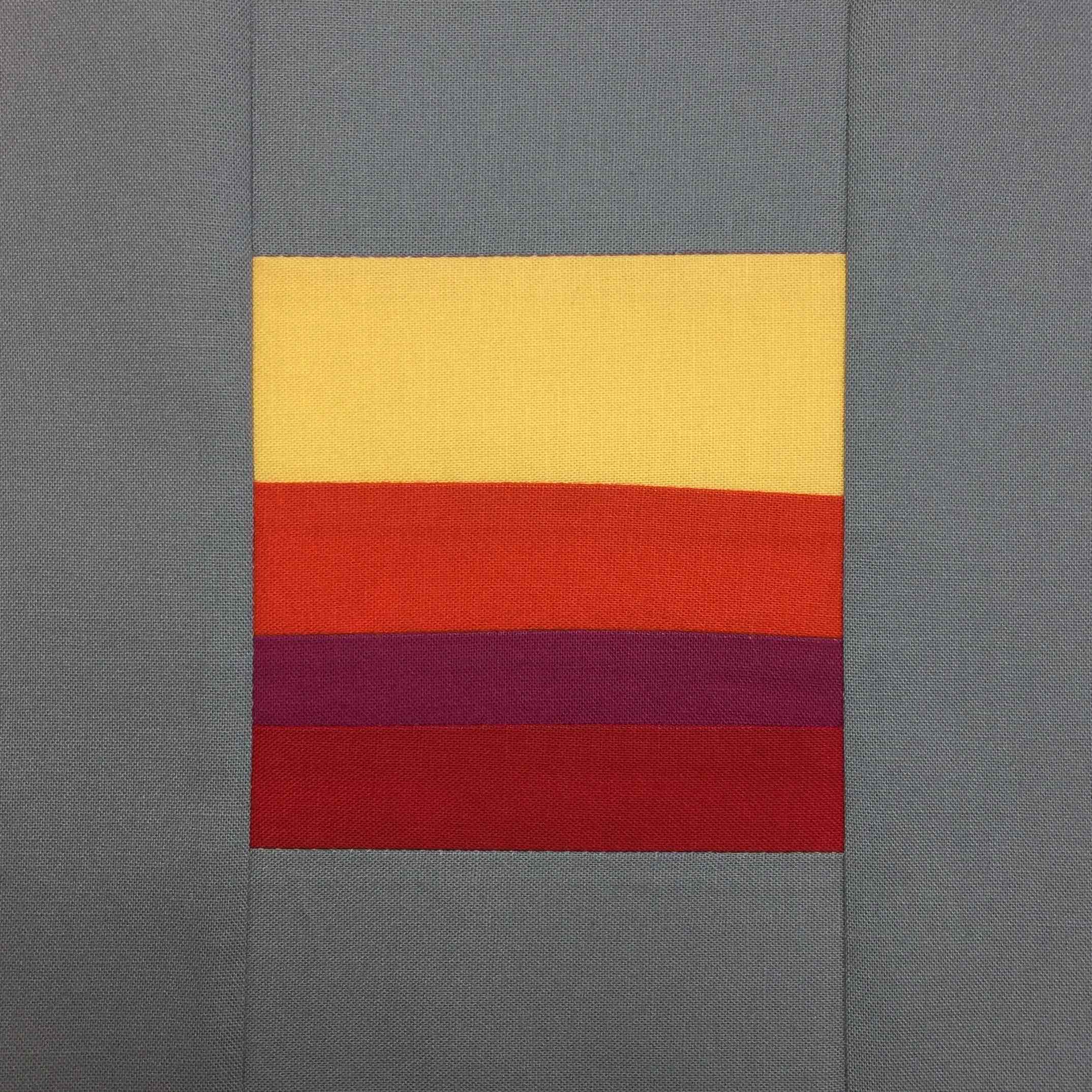 Inverse Window, Day 151 of 2017. June 19, 2017. Design parameters: Warm colors in horizontal stripes surrounded by grey frame. These parameters are the opposite of my Windows series.