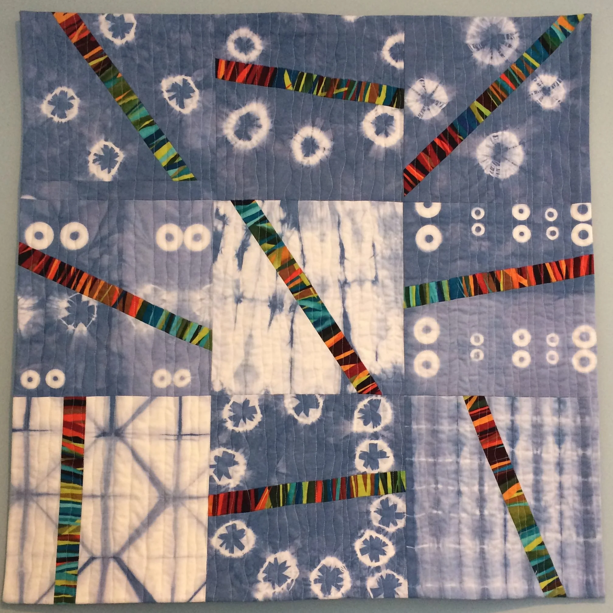 Blue Joe Shibori, 2014. Made with my hand dyed shibori. Part of Public Art Program 2014.