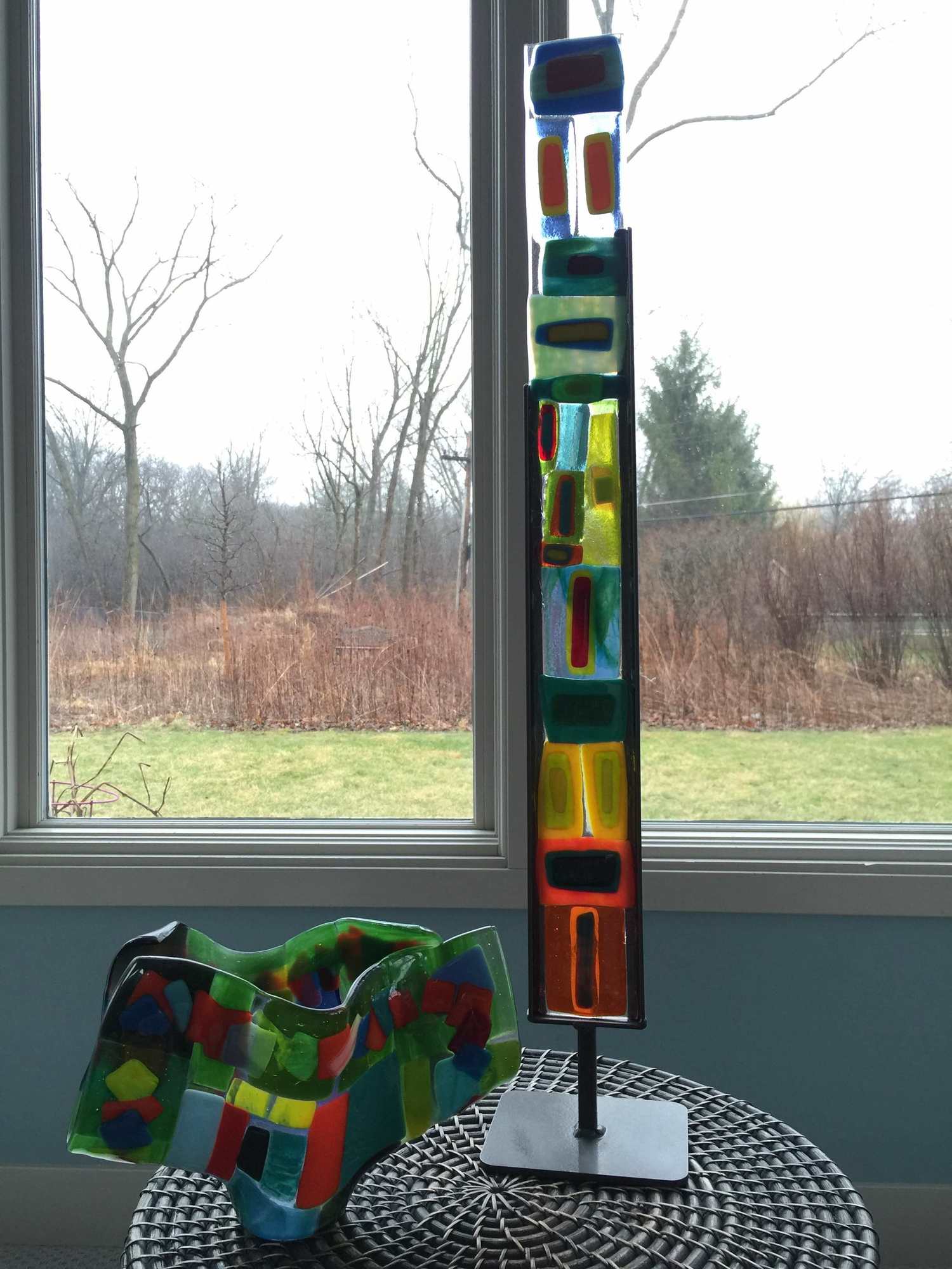 Two pieces of fused glass I have made at Hands On Art Studio over the years.