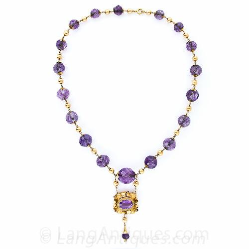 Mid-Victorian Amethyst 18 karat gold necklace Lang’s Antique & Estate Jewelry