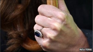 Kate Middleton wearing her Welsh Gold engagement ring.