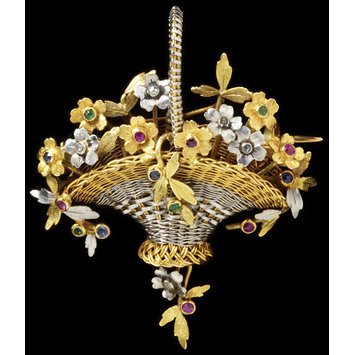Paris, c. 1890 Platinum, gold, enamel, rose-cut diamonds, rubies, emeralds and sapphires V&A Museum