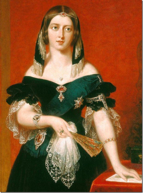Portrait of Queen Victoria wearing a ferronière.