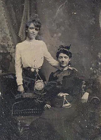 19th century ladies wearing ‘chatelaines’.