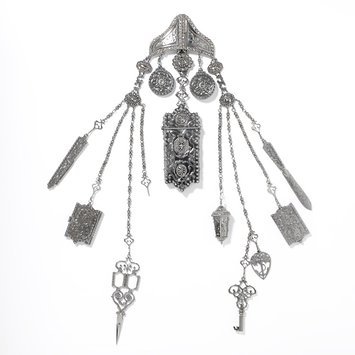 c 1850, London. Cut steel Chatelaine V&A Museum
