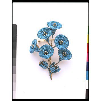 England, c.1835-1850 Brooch with turquoises and pearls with convolvulus flowers V&A Museum