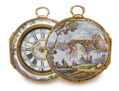Pinchbeck and enamel watch c. 1740 Sotheby’s No8848