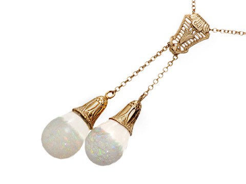 Art Deco Necklace of Floating Opals Sold by Georgian Jewelry