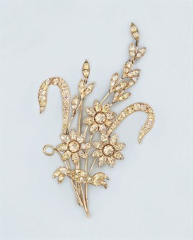 A Georgian topaz flower brooch (note the ribbon) circa 1820, Christie’s Sale 5383 Jewels at South Kensington 7 October 2008