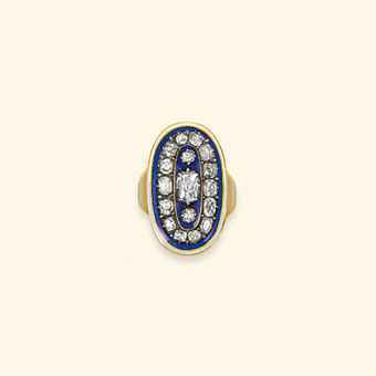 Georgian Jewelry (1714-1837) A GEORGIAN DIAMOND AND ENAMEL RING