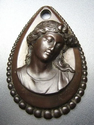 Victorian Vulcanite cameo pendant. 