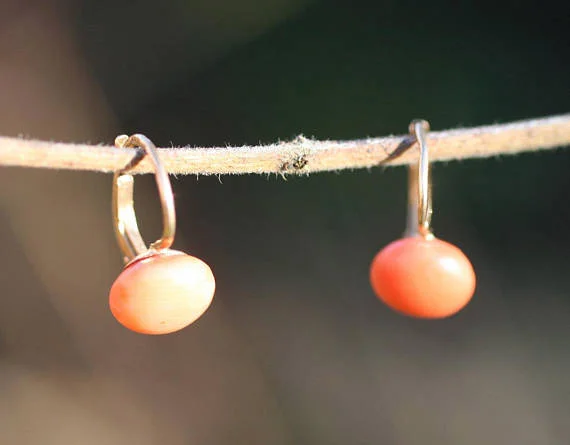 Art Deco Coral Gold Earrings
