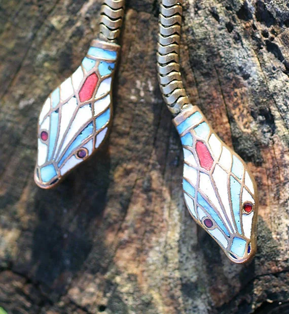 Art Deco Enamel Snake Necklace