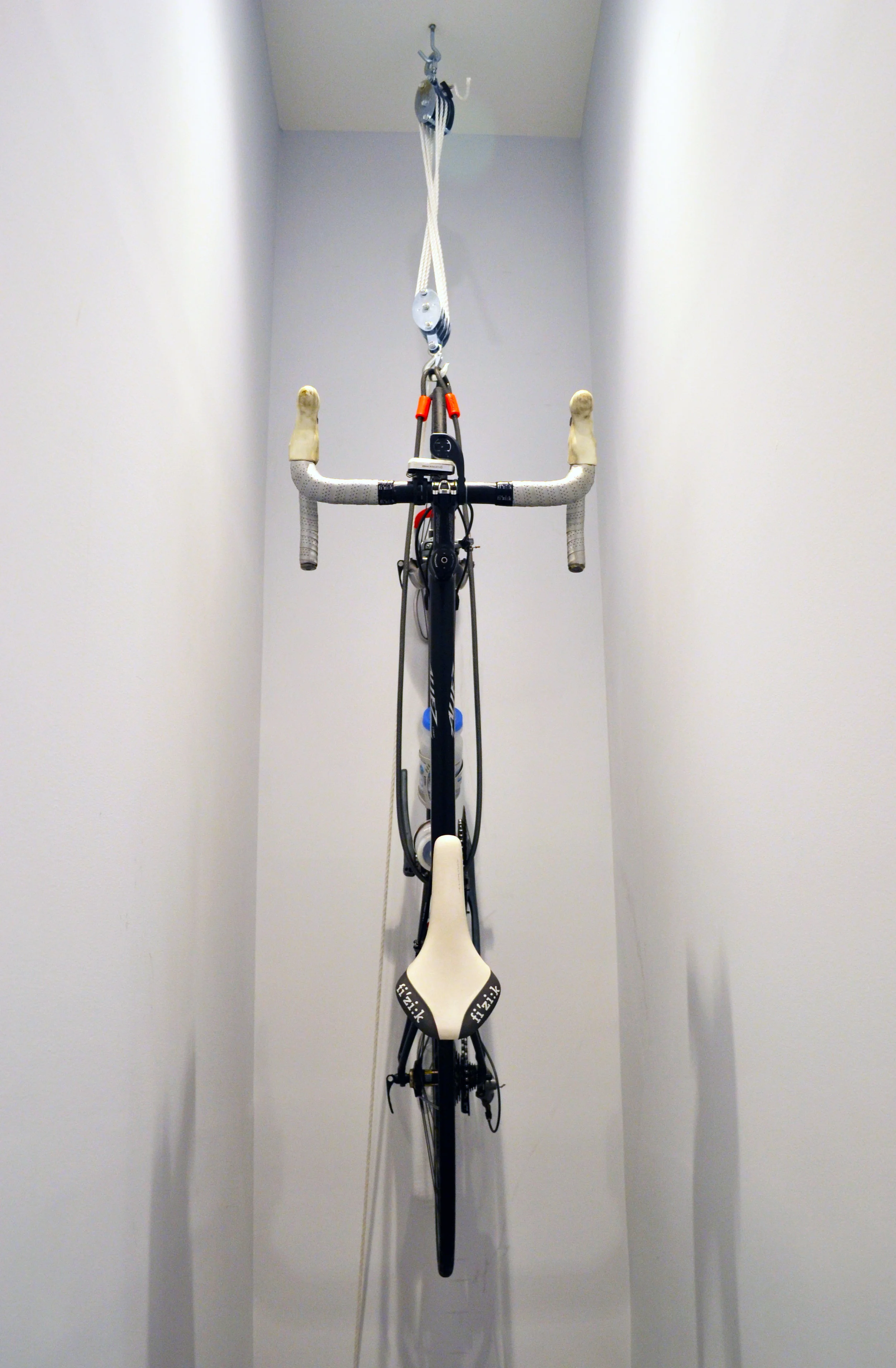 Bike suspended from ceiling