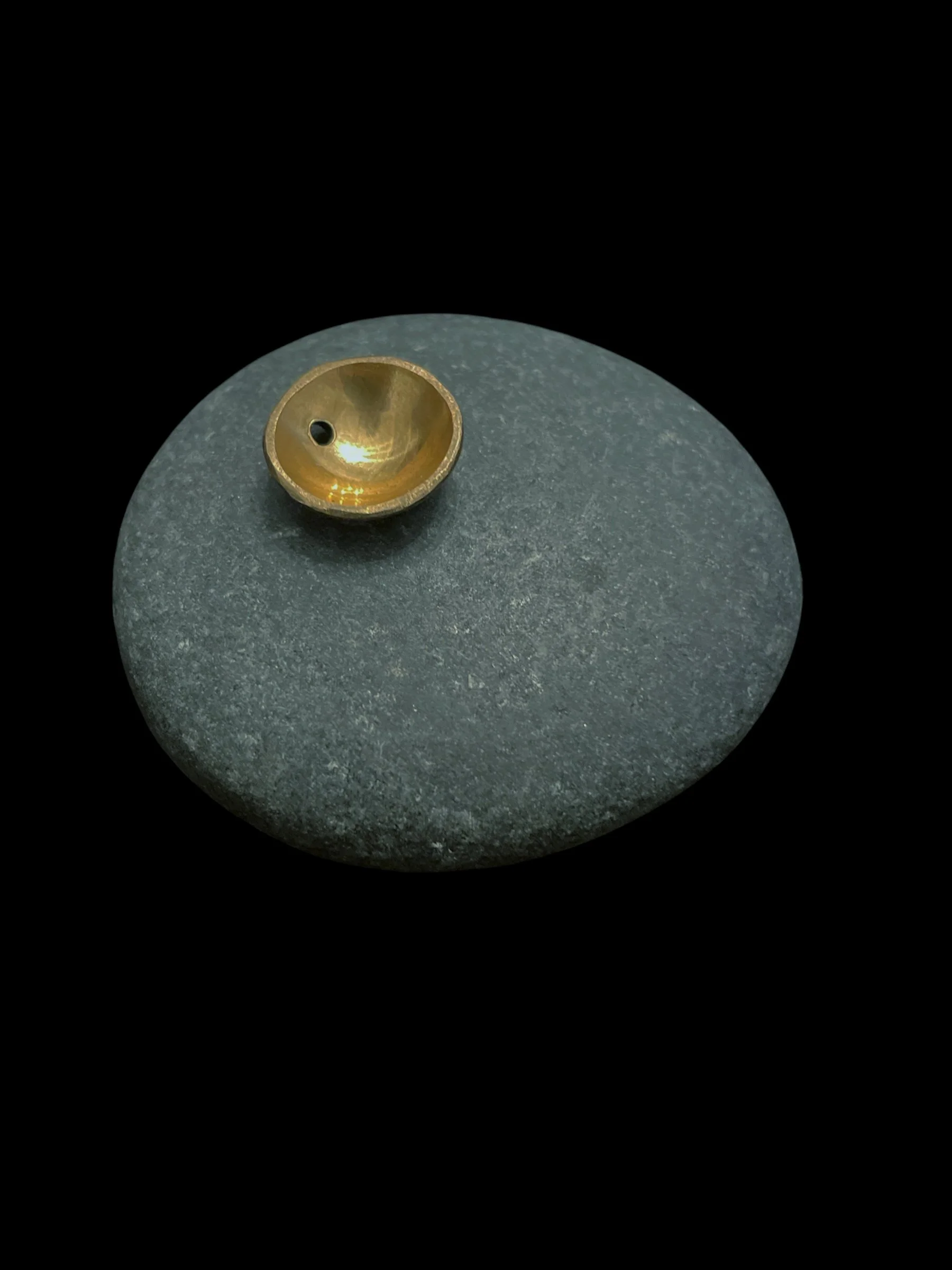 Incense Holder - brass mounted on river rock